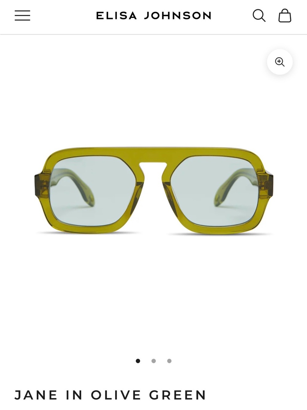 Elisa Johnson Jane Sunglasses in Olive Green